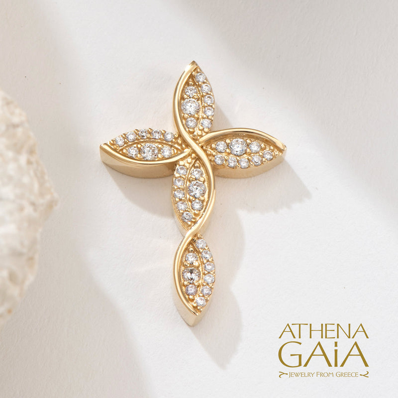 River Bow Cross - 14k Gold - Orthodox Cross