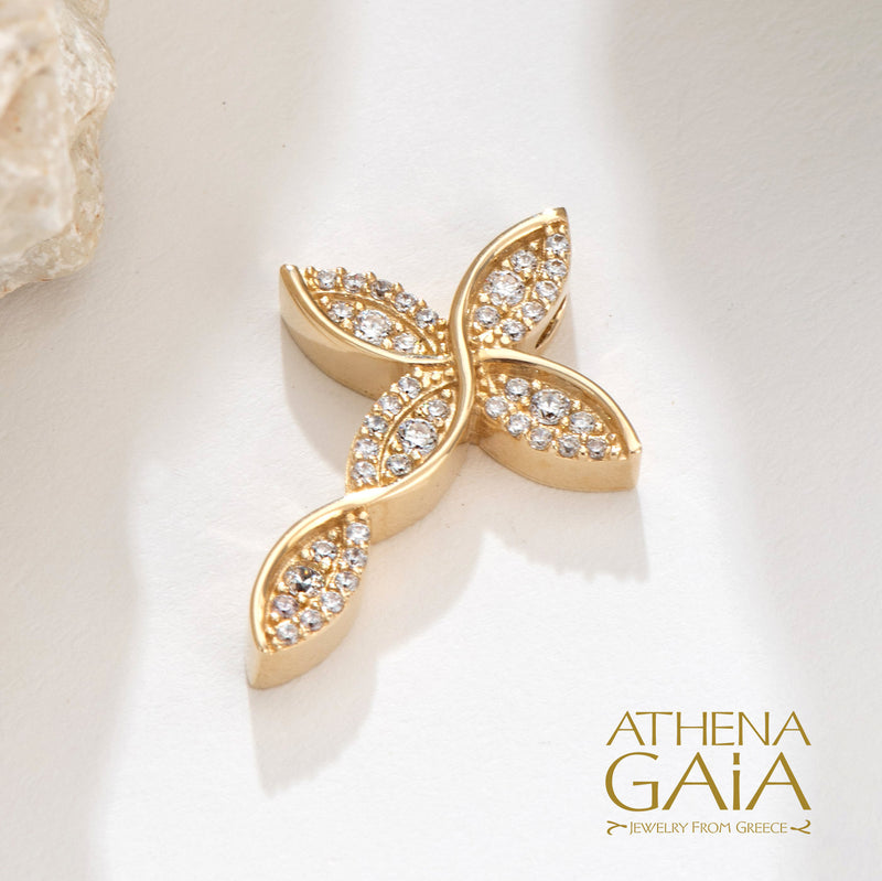 River Bow Cross - 14k Gold - Orthodox Cross