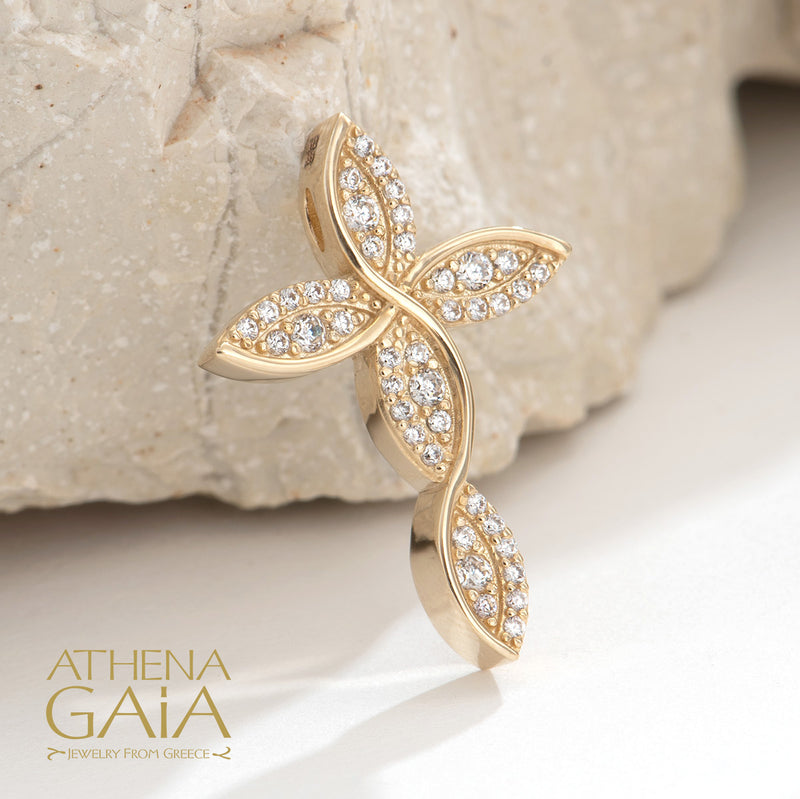 River Bow Cross - 14k Gold - Orthodox Cross