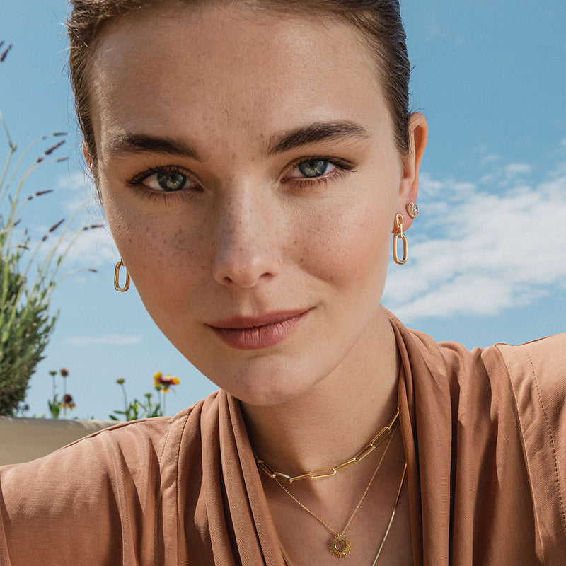 Double Rectangle Earrings - 14 Gold Earrings - Chandelier Earrings