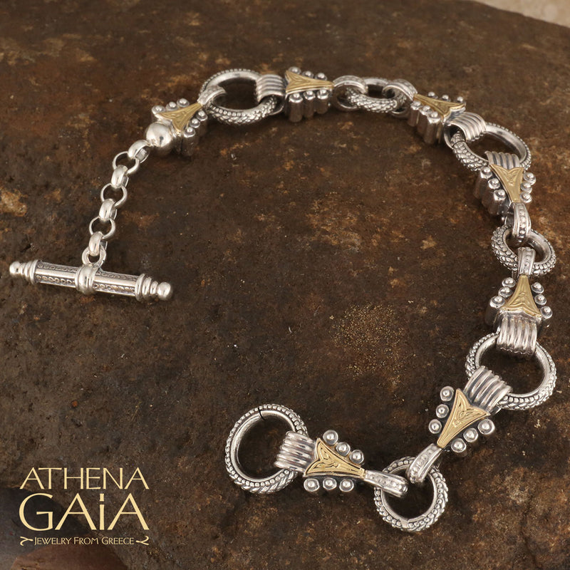 Gold Arrow - 18k Gold and Sterling Silver - Empty Charm Bracelet