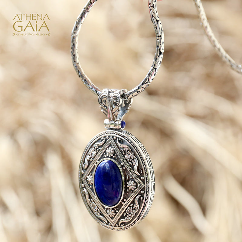 Post Hellenic Lapis Pendant - Sterling Silver Pendant