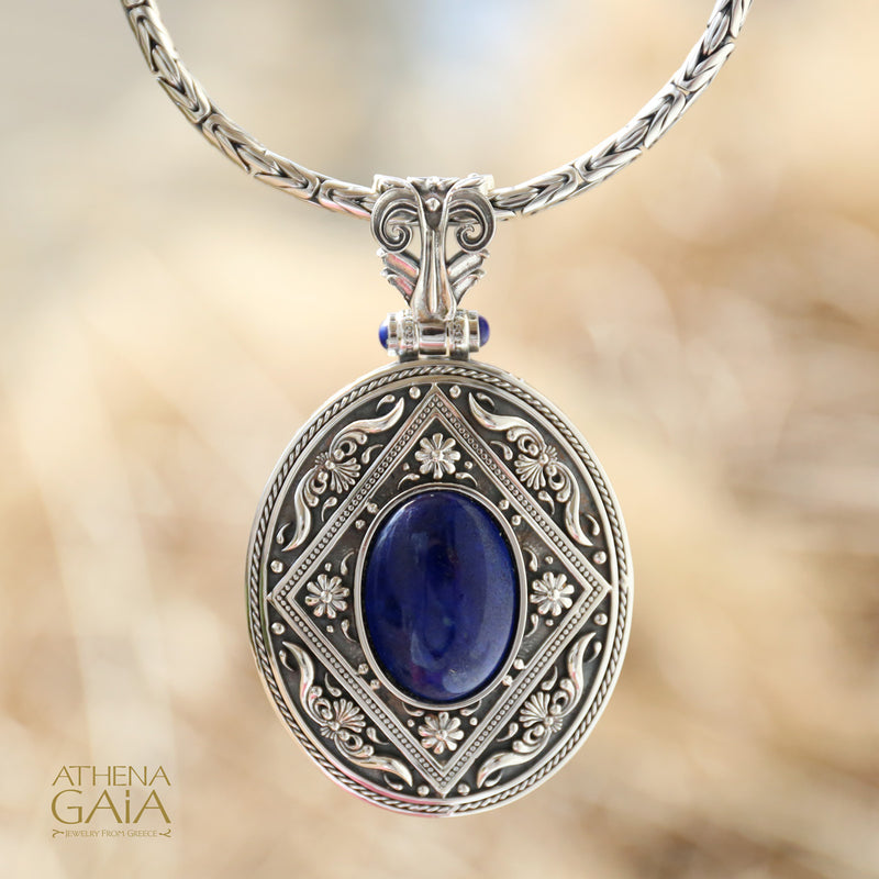 Post Hellenic Lapis Pendant - Sterling Silver Pendant