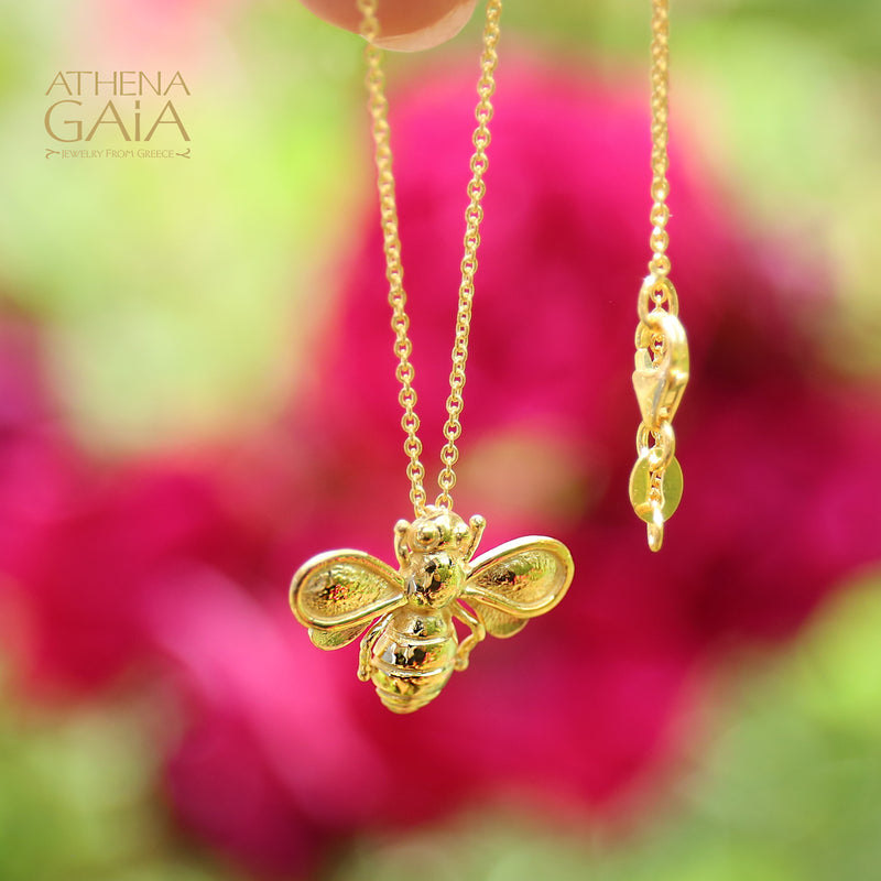 Herbs Let it Bee Pendant Necklace - 18k Gold Necklace