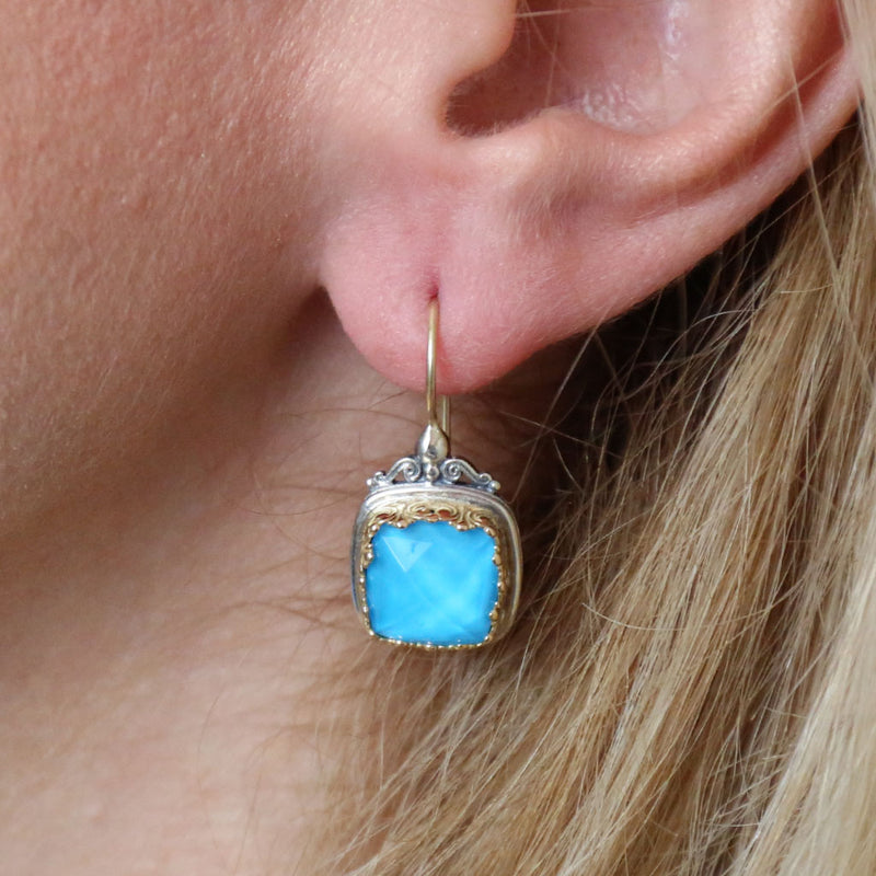 Pop Rocks Square Earrings - 18k Gold & Sterling Silver Earrings - French Wire Earrings