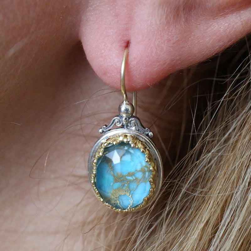 Oval Scroll Top Earrings - 18k Gold & Sterling Silver Earrings - Chandelier Earrings