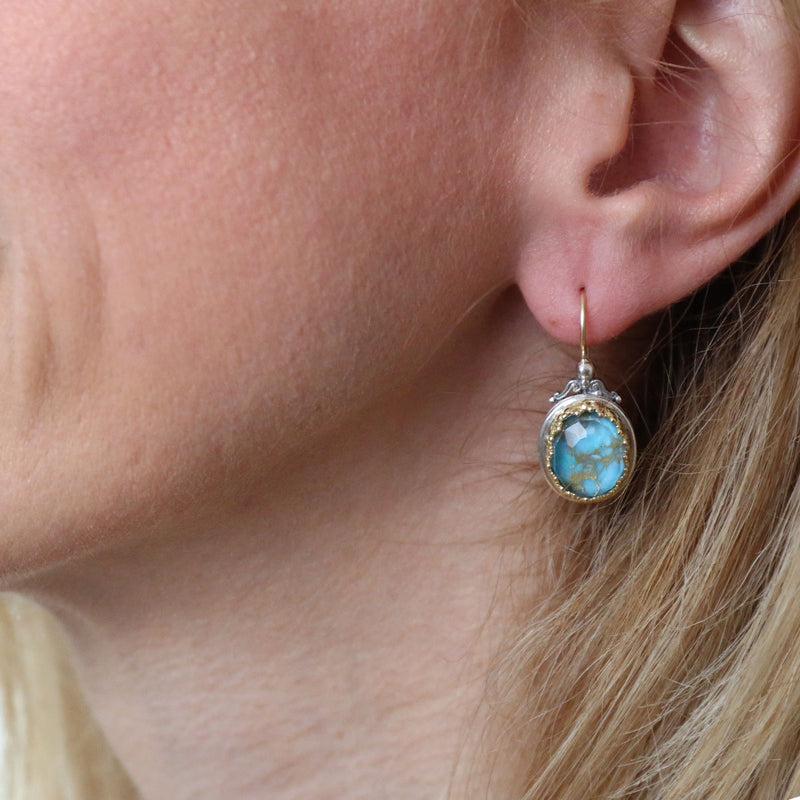 Oval Scroll Top Earrings - 18k Gold & Sterling Silver Earrings - Chandelier Earrings