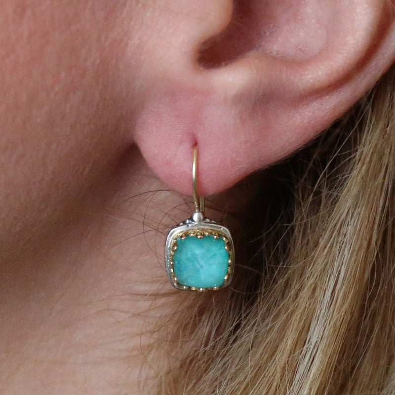 Small Crown Earrings - 18k Gold & Sterling Silver Earrings - French Wire Earrings