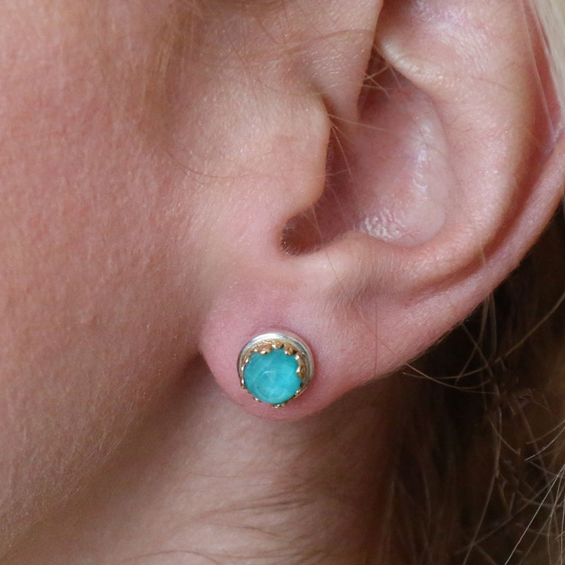 Pop Rocks Small Circle Post Earrings - 18k Gold & Sterling Silver Earrings