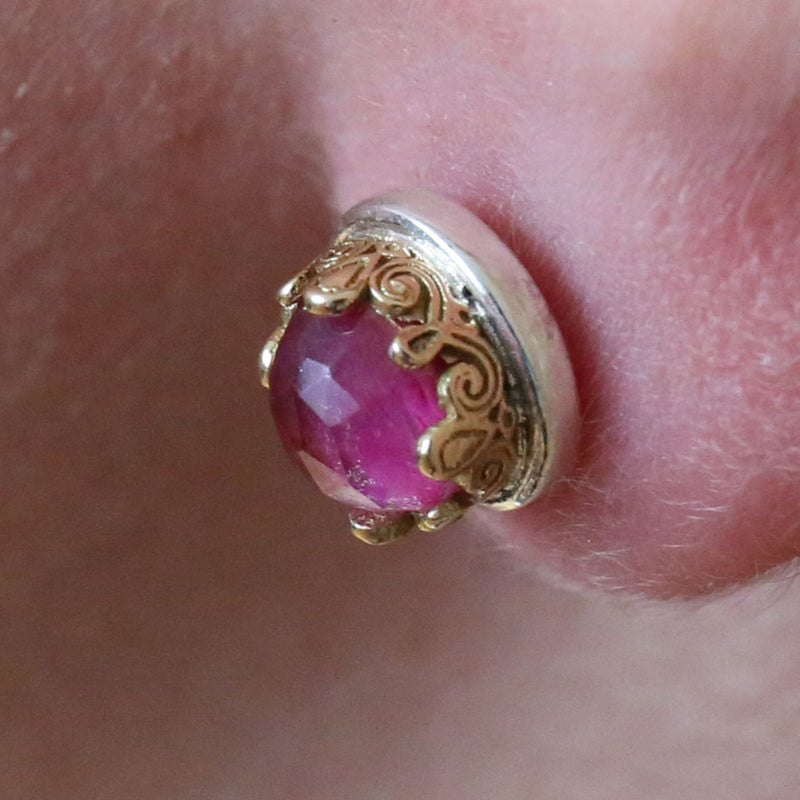 Pop Rocks Small Circle Post Earrings - 18k Gold & Sterling Silver Earrings