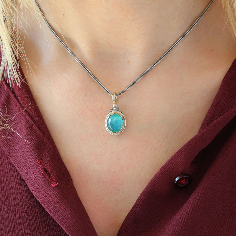 Pop Rocks Oval Pendant - 18k Gold & Sterling Silver Pendant