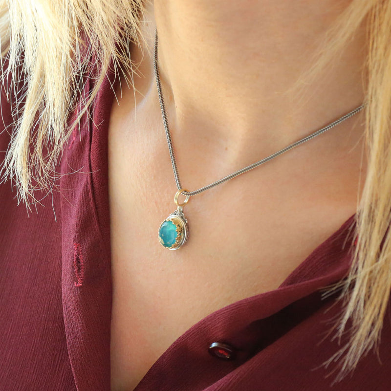 Pop Rocks Oval Pendant - 18k Gold & Sterling Silver Pendant