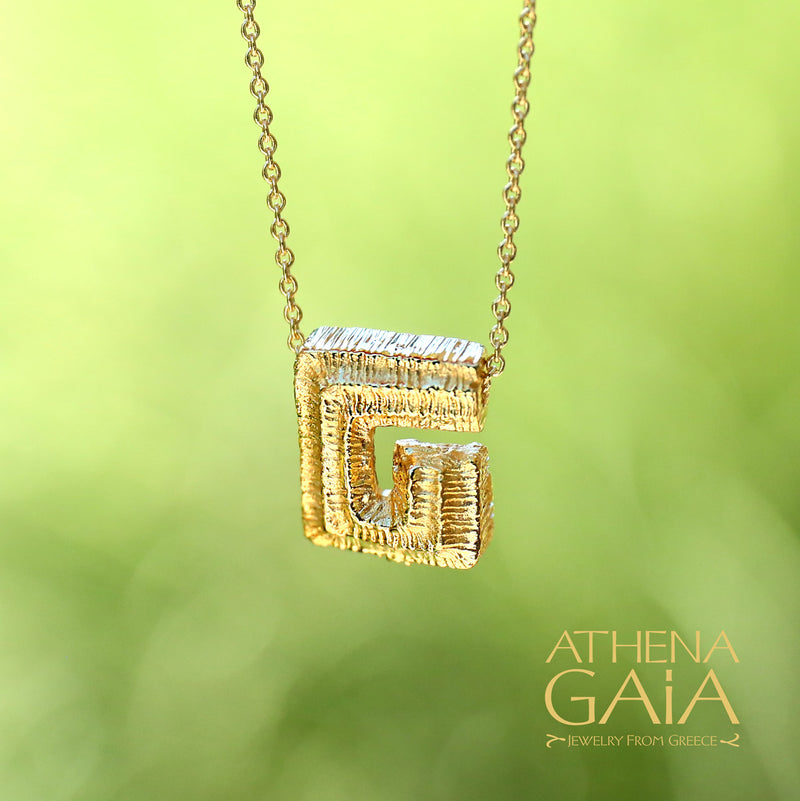 Meander Pendant Necklace - 18k Gold Necklace