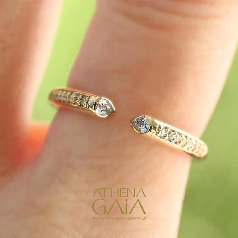 Open Face Modern Teardrop Ring - 14k Gold Ring - Stackable Ring