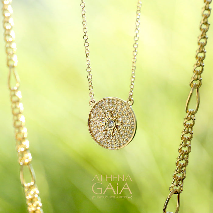 Al'Oro Stone Disc Necklace