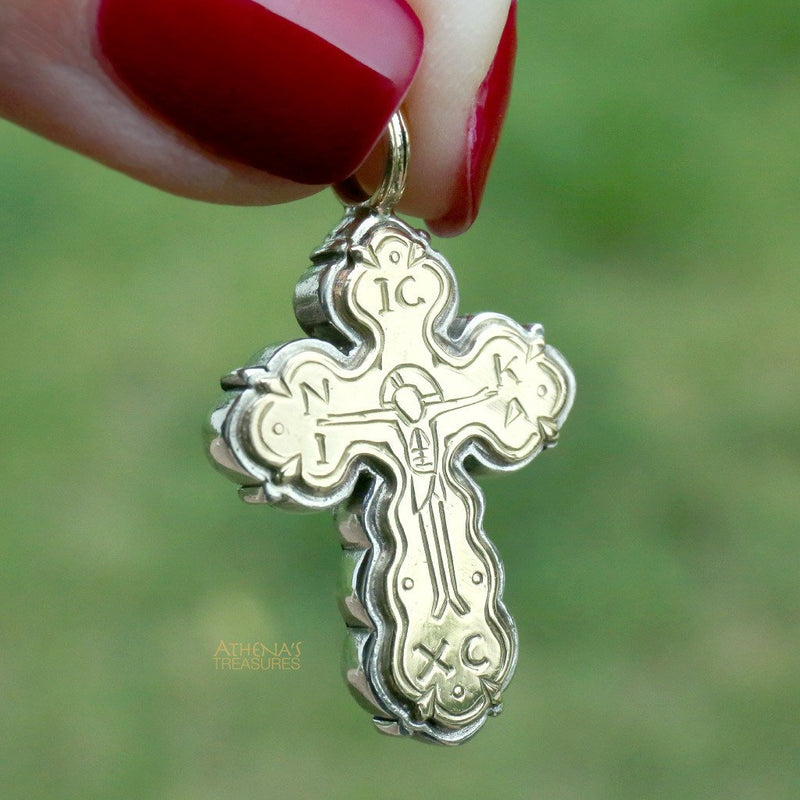 ICXC Orthodox Cross (Medium) - 18k Gold & Sterling Silver