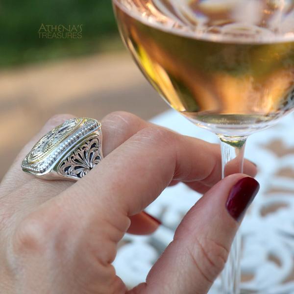 Diamond Maltese Cross Ring - 18k Gold & Sterling Silver Ring - Cocktail Ring
