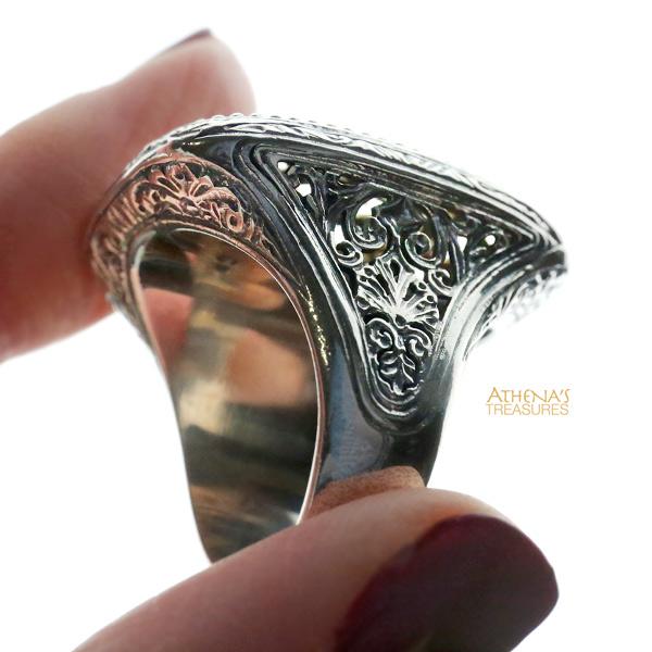 Maltese Cross Garden Shadows Ring - 18k Gold & Sterling Silver Ring - Cocktail Ring