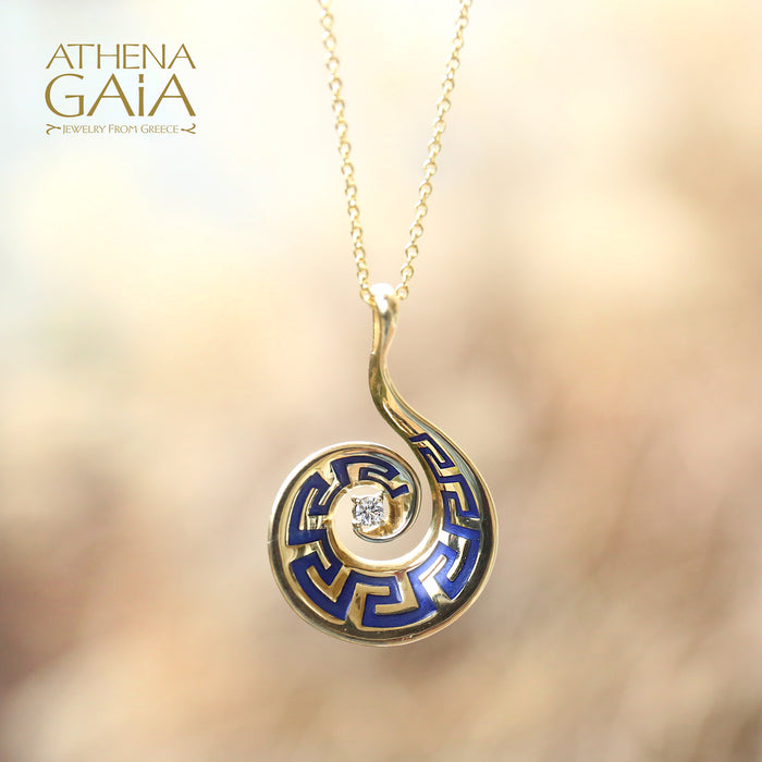Eternal Spiral Greek Key Pendant with Necklace