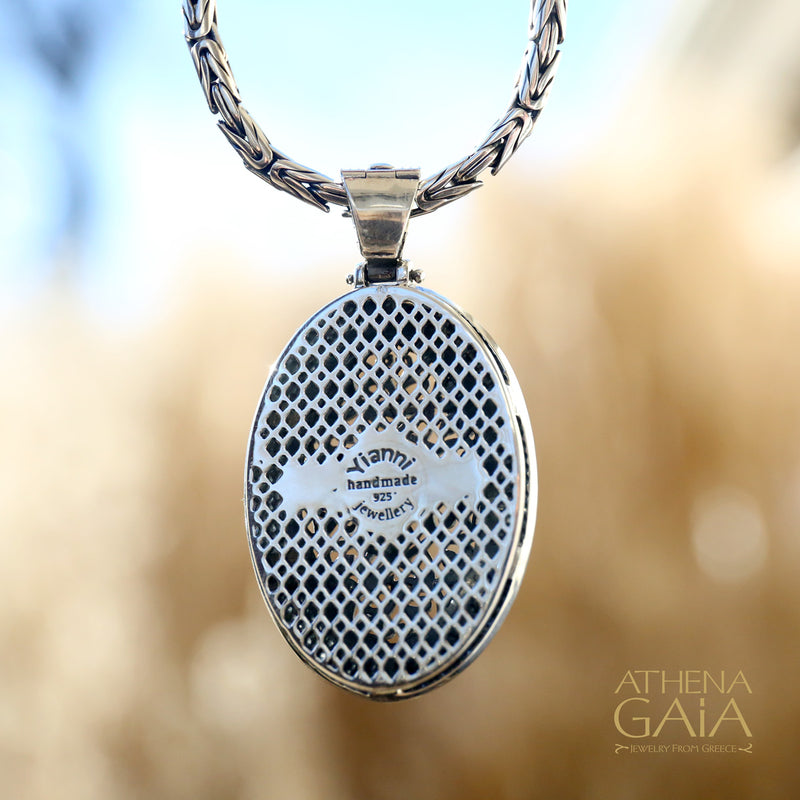 Oval Filigree Pendant - Sterling Silver Pendant