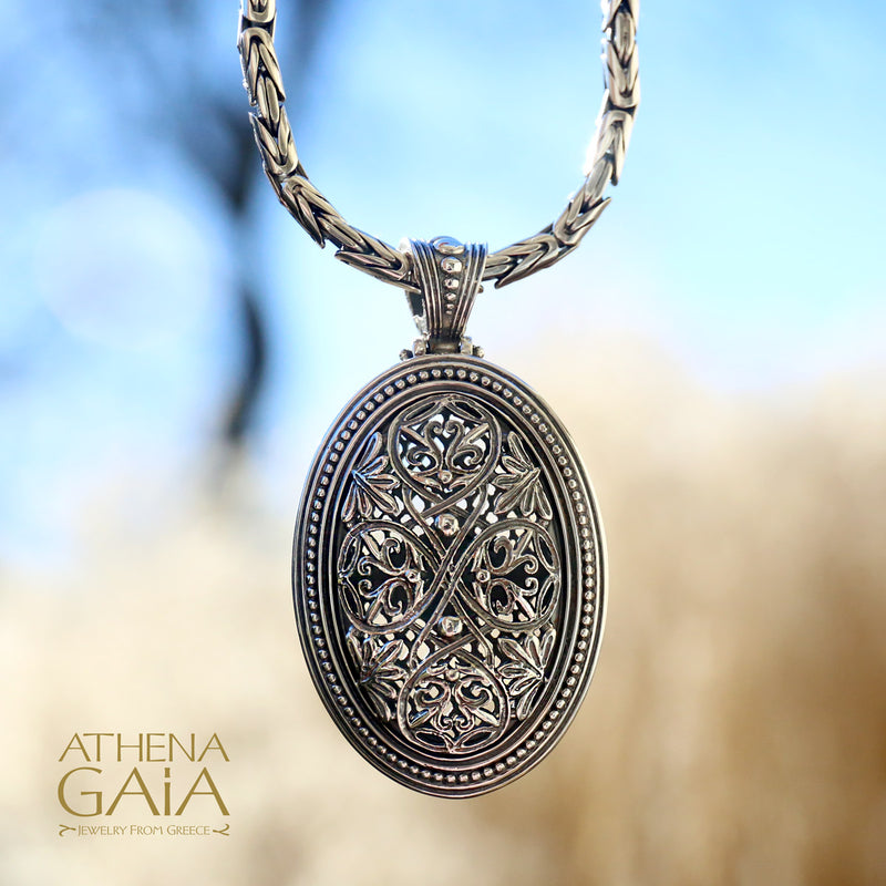 Oval Filigree Pendant - Sterling Silver Pendant