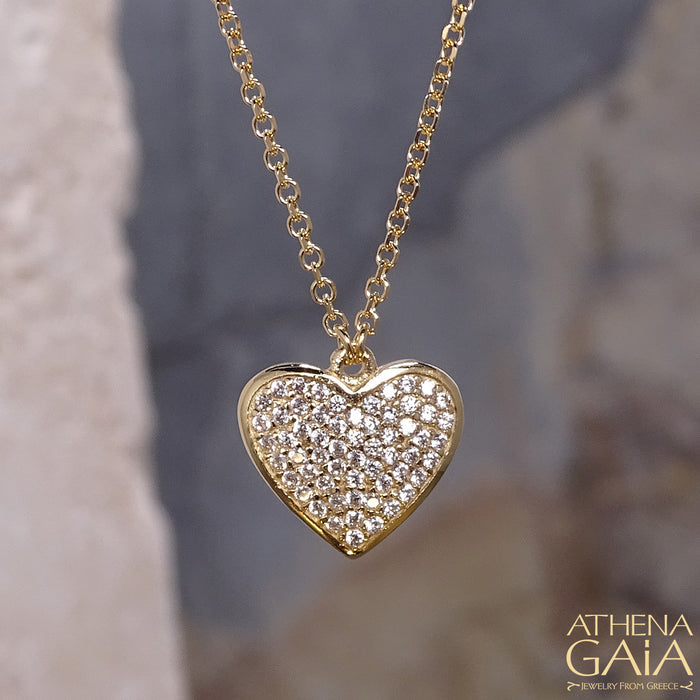 Pave Stoned Heart Necklace