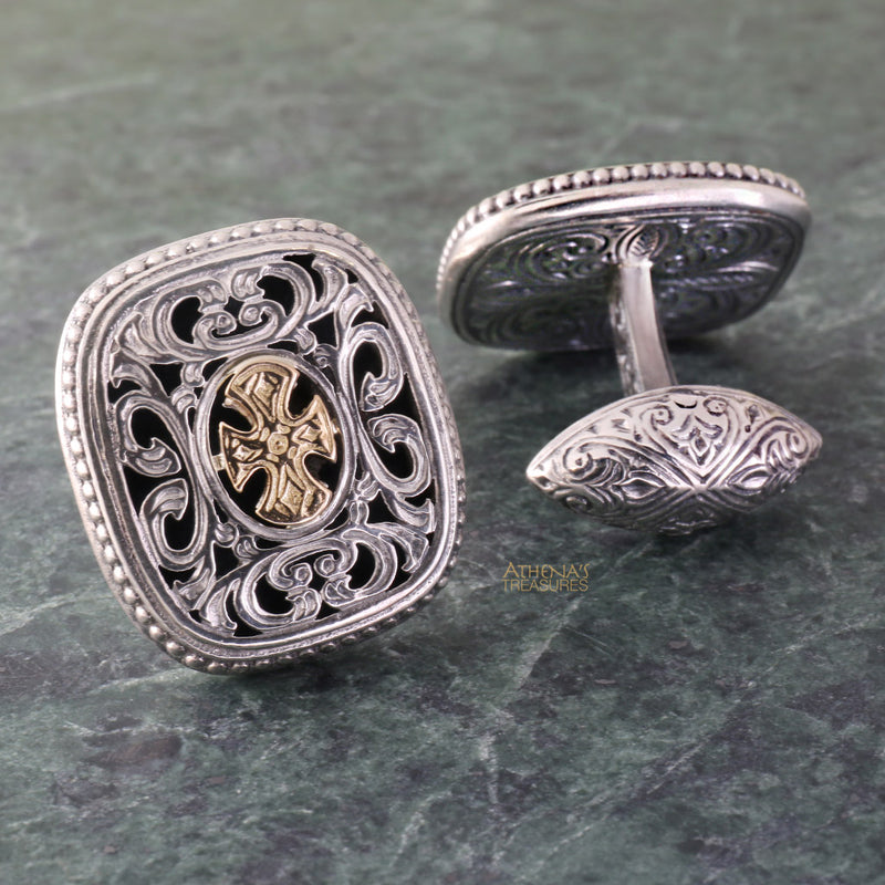 Garden Shadows Maltese Gold Cross Cufflinks
