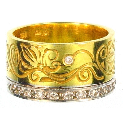 Evangelatos 18k Gold Flower Vine Diamond Band Ring