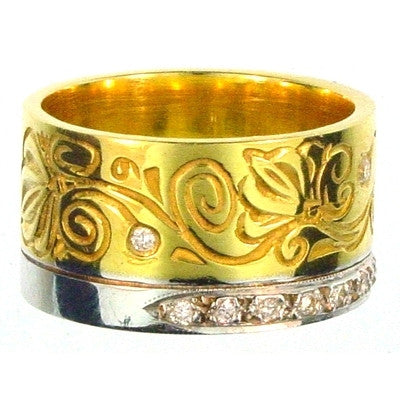 Evangelatos 18k Gold Flower Vine Diamond Band Ring