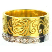 Evangelatos 18k Gold Flower Vine Diamond Band Ring