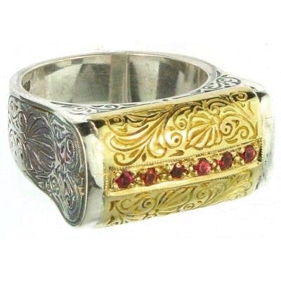 Evangelatos Anthemion Bar Ring with Center Stones Side View