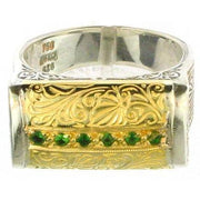 Evangelatos Anthemion Bar Ring with Center Stones