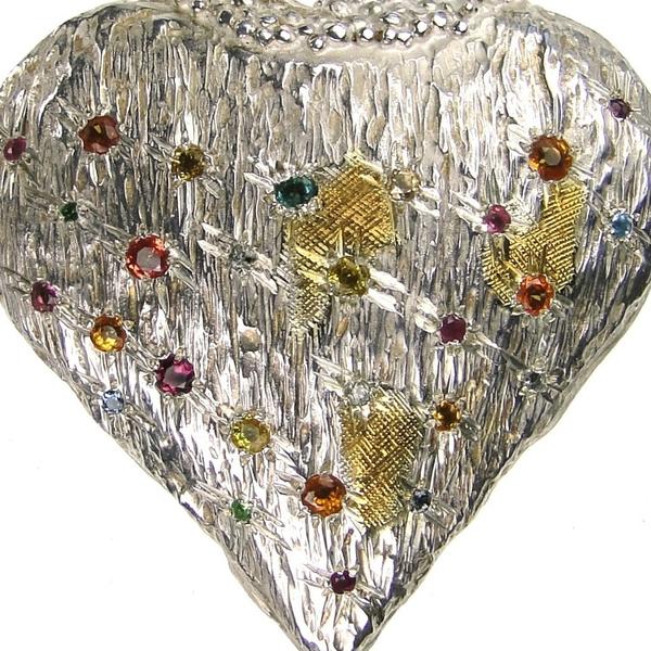 Megalo Strawberry Heart Pendant - 18k Gold & Sterling Silver Pendant