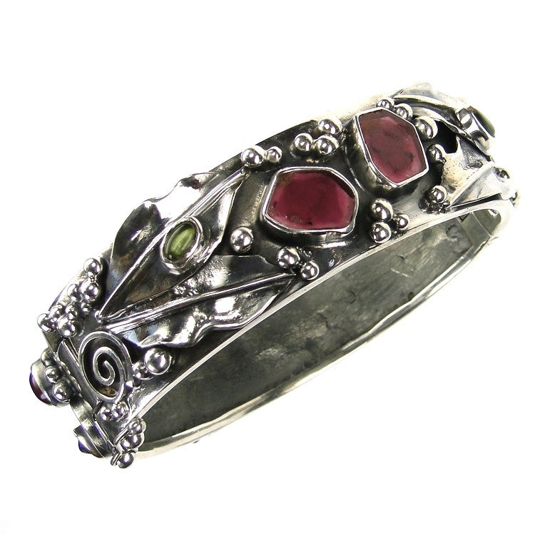 Spring Meadow Bangle Bracelet - Sterling Silver - Cuff Bracelet