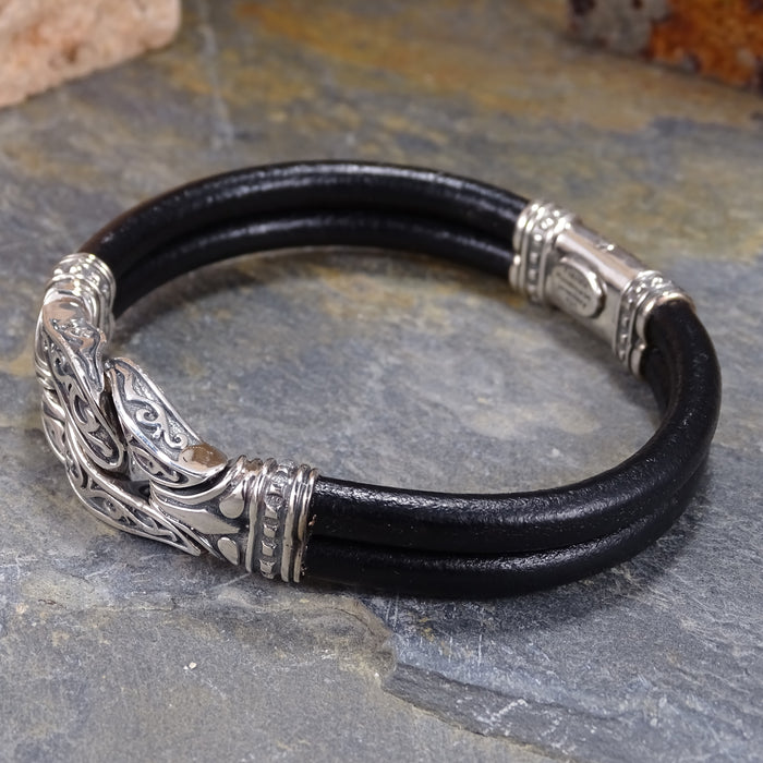 Heracles Double Strand Leather Bracelet