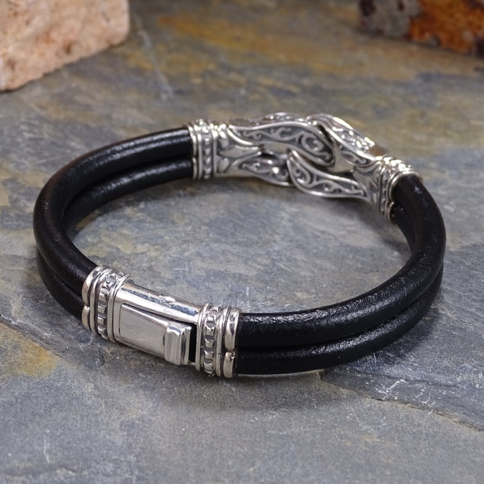 Heracles Double Strand Leather Bracelet
