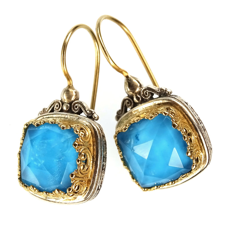 Pop Rocks Square Earrings - 18k Gold & Sterling Silver Earrings - French Wire Earrings