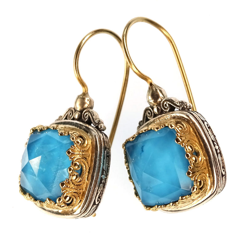 Pop Rocks Square Earrings - 18k Gold & Sterling Silver Earrings - French Wire Earrings