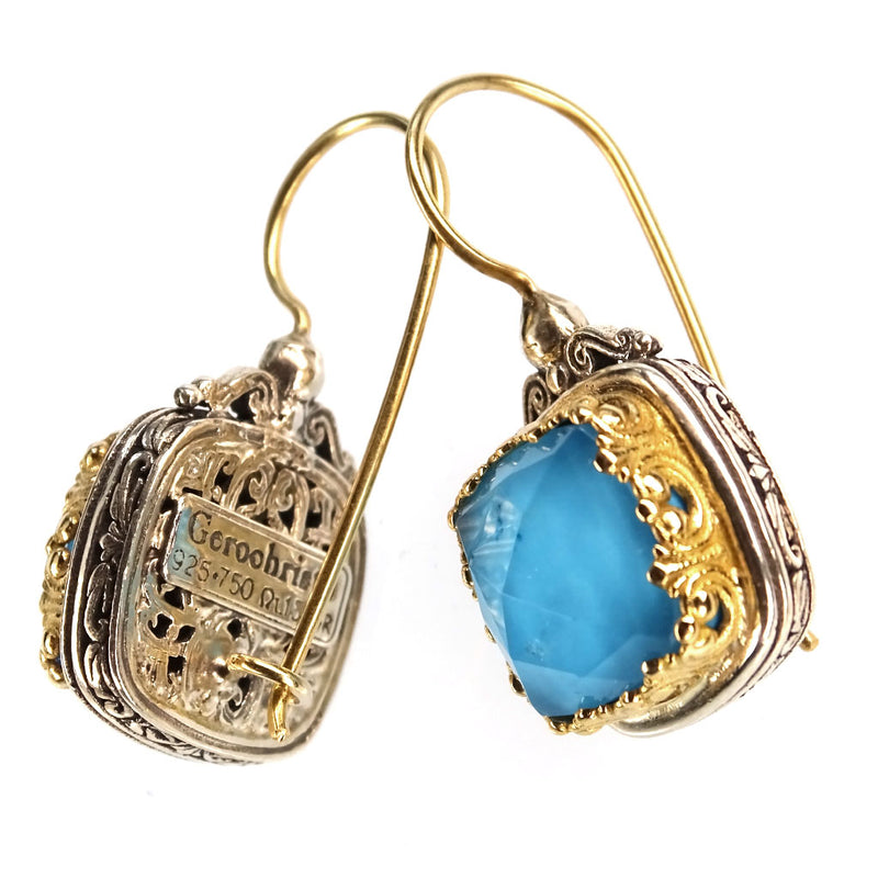 Pop Rocks Square Earrings - 18k Gold & Sterling Silver Earrings - French Wire Earrings