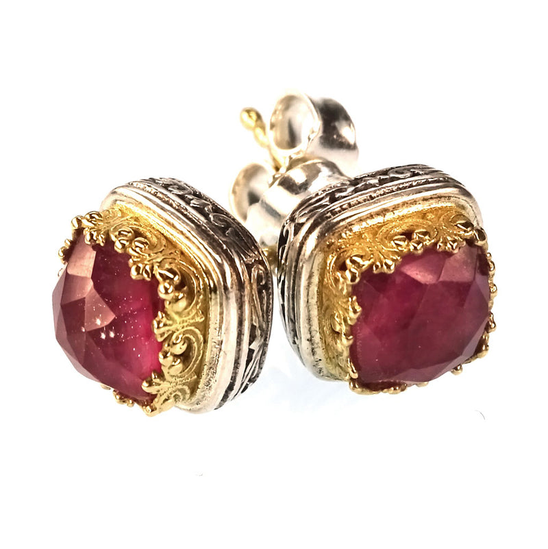 Pop Rocks Small Square Post Earrings - 18k Gold and Sterling Silver - Stud Earrings