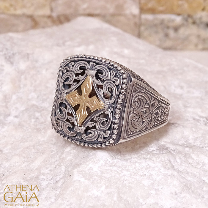 Gold Star Filigree Etched Ring