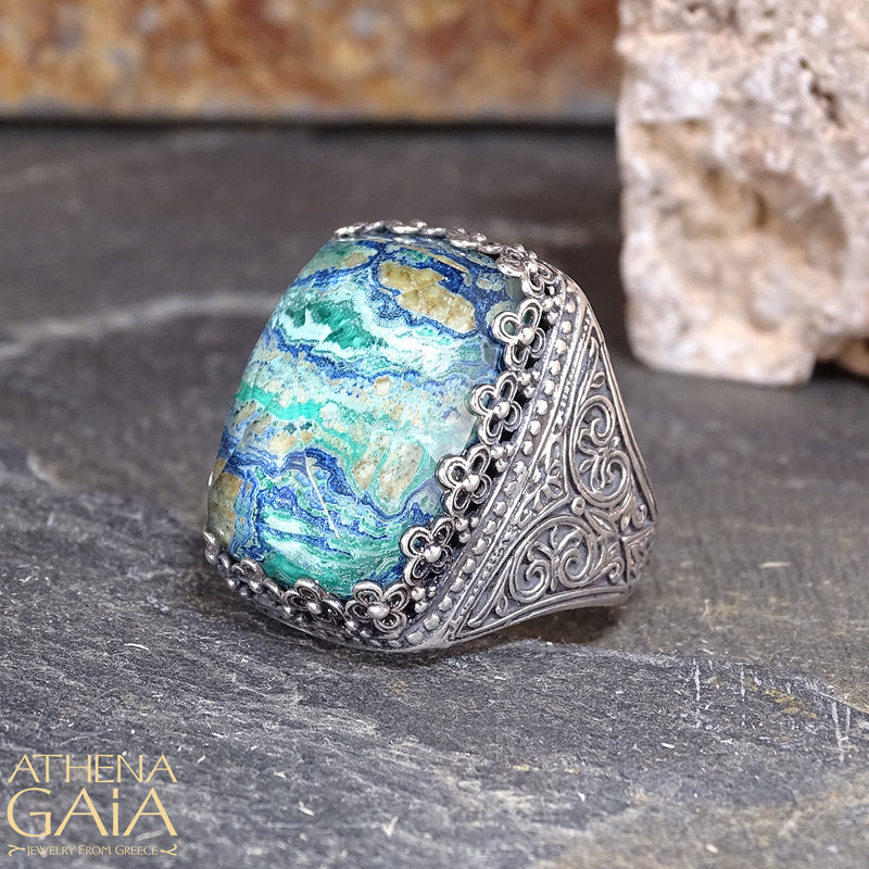 Pop Rocks Orthogonio Crown Ring - Sterling Silver Ring - Cocktail Ring - Large Stone Ring