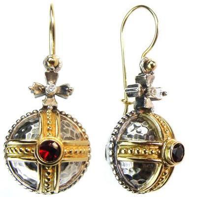 Cruciger Orb Garnet Earrings