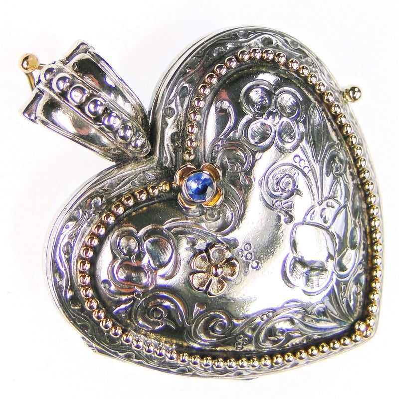 The Gerochristo Heart Locket Pendant - 18k Gold & Sterling Silver Pendant