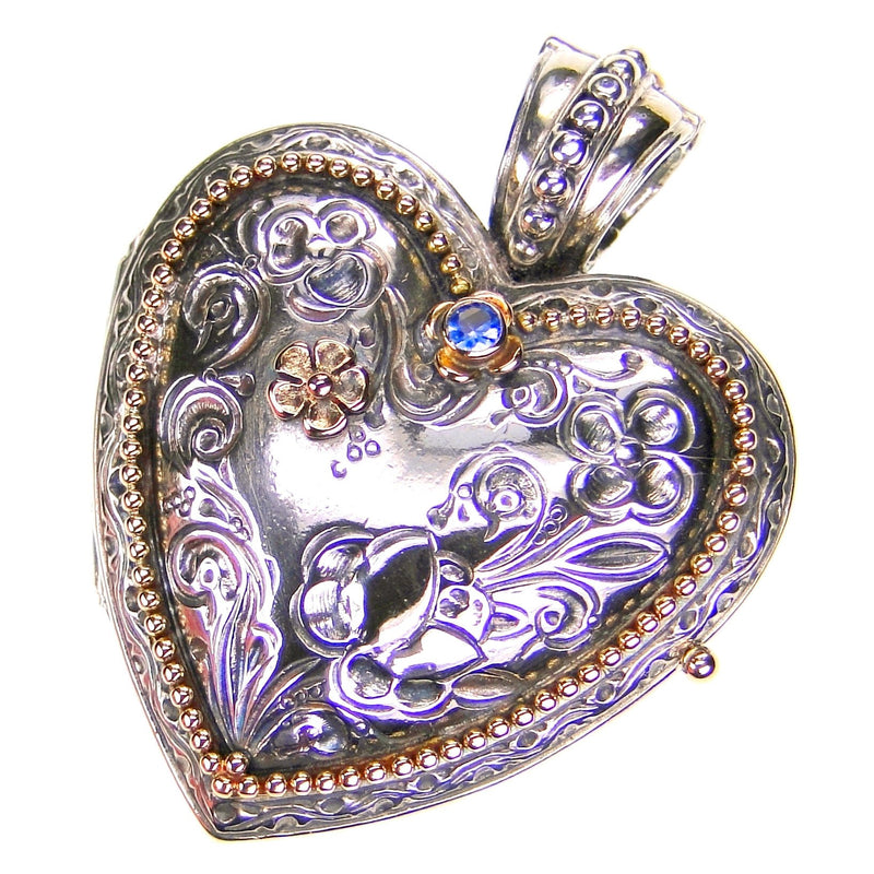 The Gerochristo Heart Locket Pendant - 18k Gold & Sterling Silver Pendant