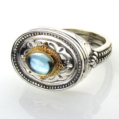 Cyclades Oval Ring - 18k Gold & Sterling Silver Ring - Signet Ring
