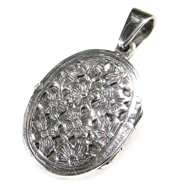 Gold Flower Field Locket Pendant - 18k Gold & Sterling Silver Pendant