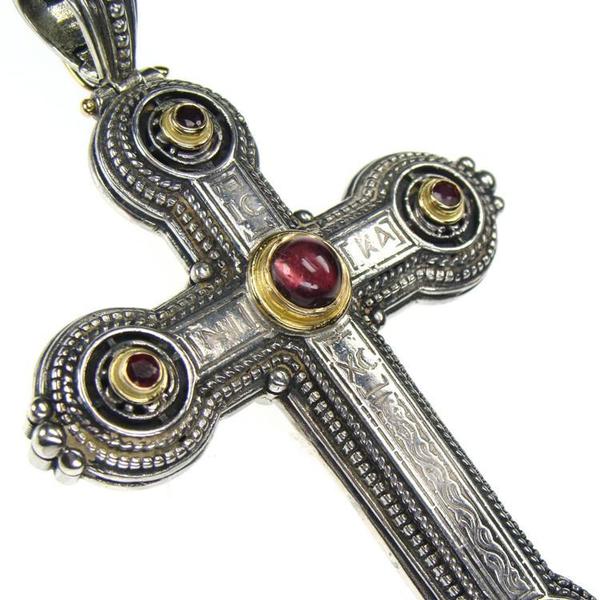 Grand Pomme Cross - 18k Gold and Sterling Silver - Cross Necklace