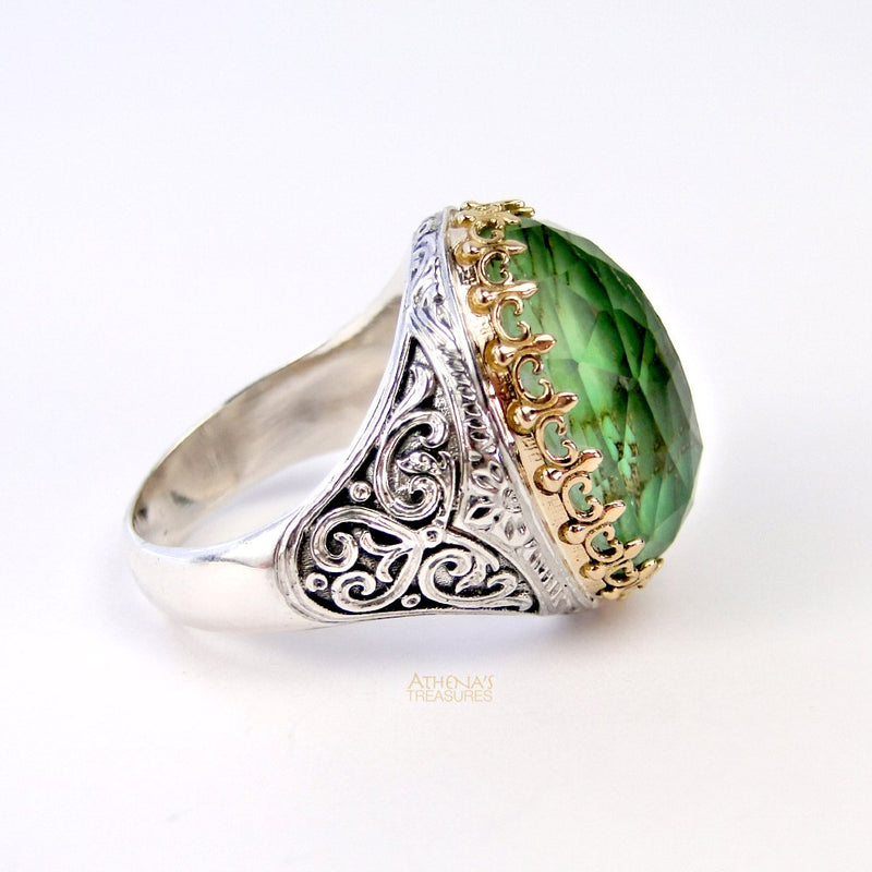 Pop Rocks Oval Crown Ring - 18k Gold & Sterling Silver Ring - Cocktail Ring