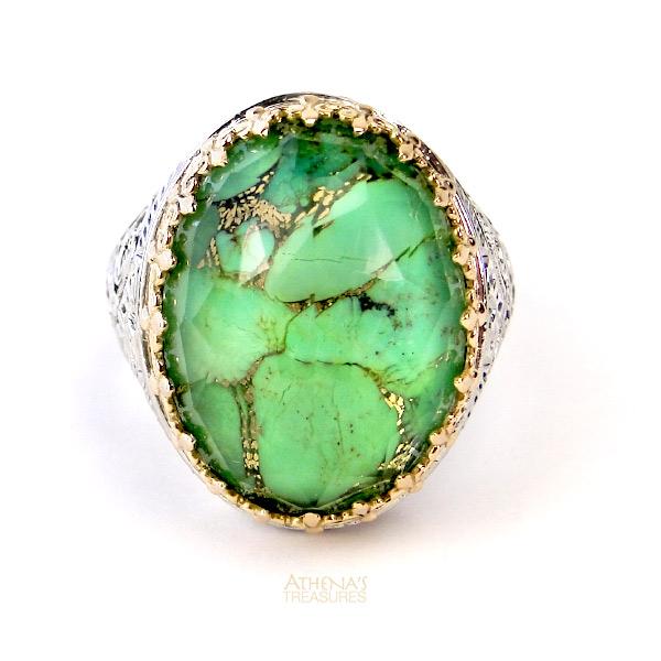 Pop Rocks Oval Crown Ring - 18k Gold & Sterling Silver Ring - Cocktail Ring